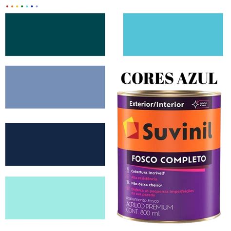 Tinta De Parede Acrílica Cor Azul Suvinil Fosco Completo Antimofo Premium Lavável 800ml Cor Azul