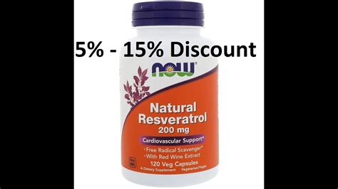 Discount Now Foods Natural Resveratrol Mg Veg Capsules