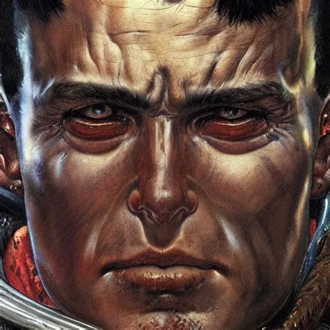 Guts From Berserk Closeup Portrait Art By Norman Stable Diffusion