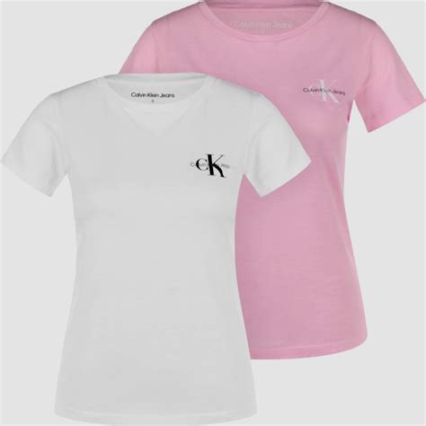 Calvin Klein 2 Pack Monogram Womens Slim T Shirt Multi Thirdbaseurban