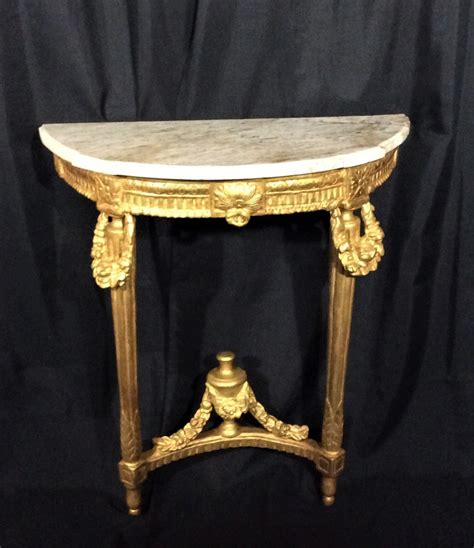 Proantic Console Demi Lune En Bois Dor Epoque Louis Xvi