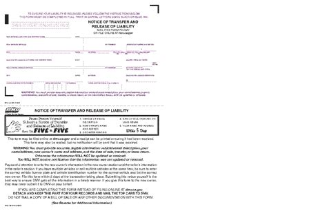 Dmv Release Of Liability Printable Form