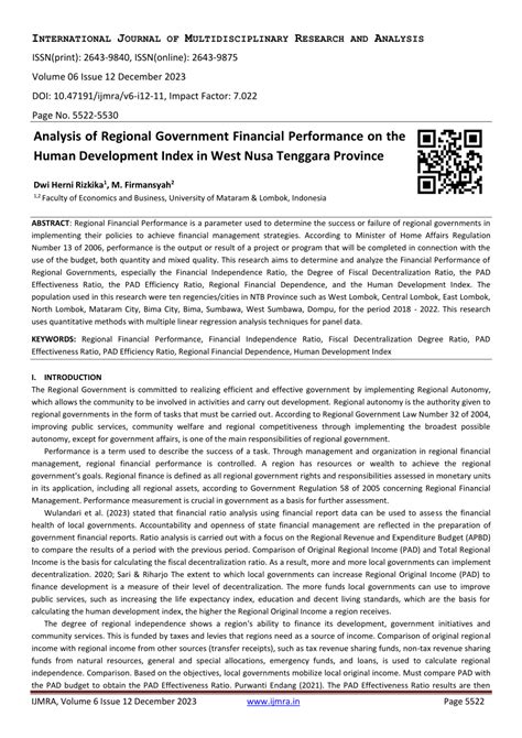 PDF Analysis Of Regional Government Financial Performance On The