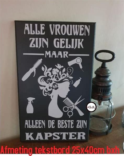 Tekstbord Kapster Salon Vrouwen Vrouw Wandbord Spreukbord Quotebord