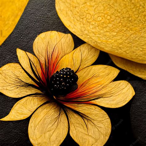 Premium Photo Yellow And Black Abstract Flower Illustration