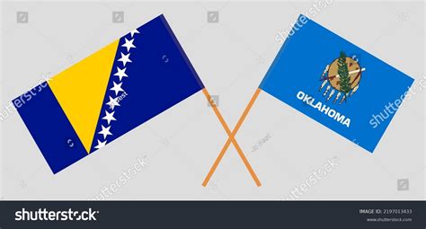 Crossed Flags Bosnia Herzegovina State Oklahoma Stock Vector Royalty Free 2197013433