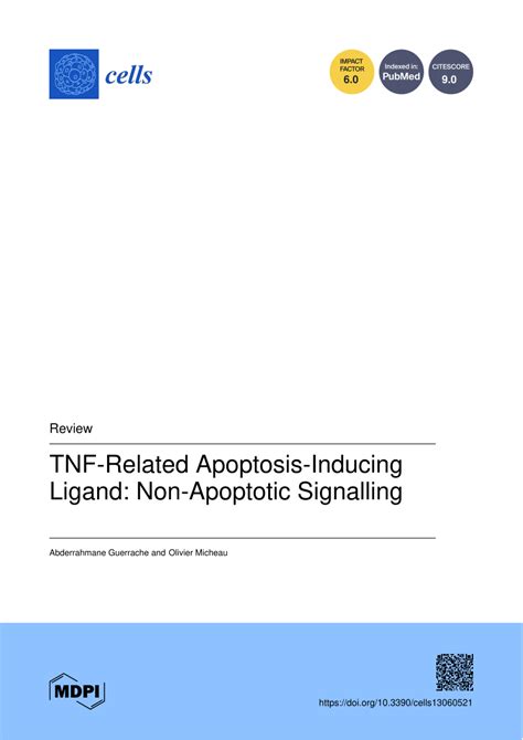 (PDF) TNF-Related Apoptosis-Inducing Ligand: Non-Apoptotic Signalling