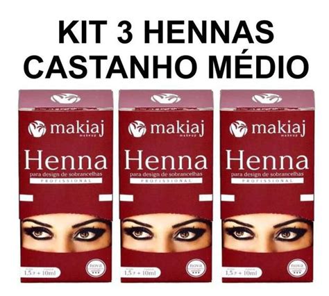 Kit Hennas Makiaj Castanho M Dio Para Sobrancelhas Tinta E Henna