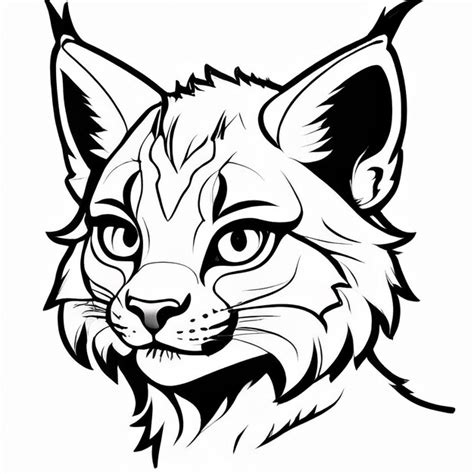 Lynx Outline Black And White Cute Coloring Book Premium Ai Generated