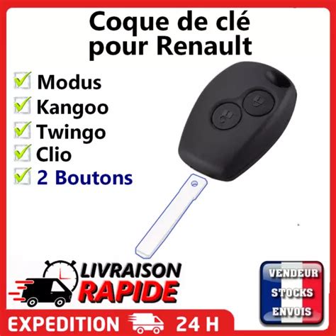 Coque ClÉ Plip Pour Renault Clio Modus Twingo Kangoo Avec Vis 2 Bouton