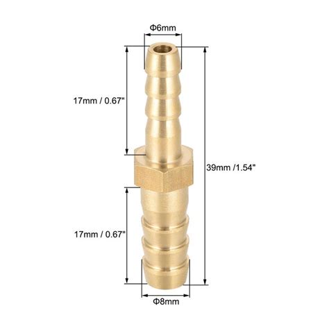 Sourcing Map R Ducteur Raccord Barbel Droit En Laiton Connecteur