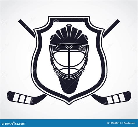 Ice Hockey Goalkeeper Helmet Heraldry Shield Symbol Stock Illustration