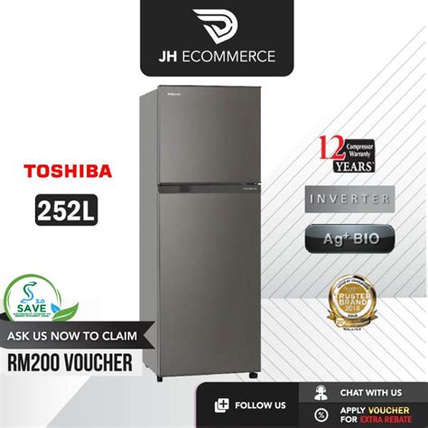 Toshiba 252l Inverter 2 Door Fridge Gr A28ms Ds Dark Silver Gr