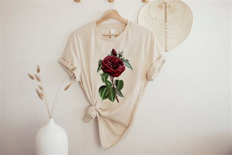 Red Rose Shirt Vintage Rose Tshirt Floral Graphic Tee Flower Shirt