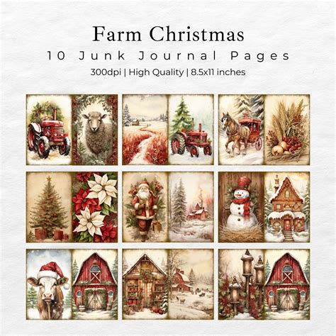 Christmas On The Farm Junk Journal Digitals Ephemera Digital Scrapbook