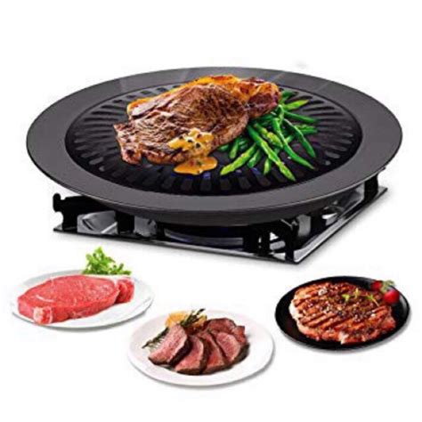 Portable Korean Bbq Grill Non Stick Gas Stove Round Plate Shopee