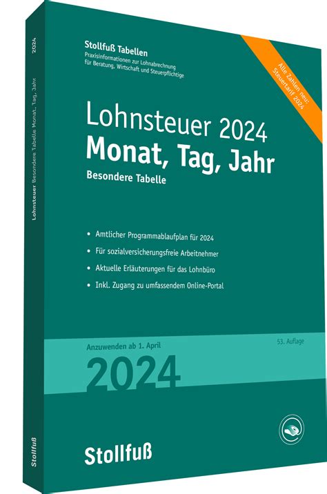 Tabelle Lohnsteuer 2024 Monat Tag Jahr Print 9783083340249