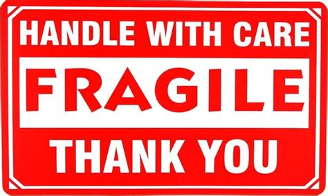 Blackdreams® Handle With Care Fragile Thank U Attractive Big Logo Sticker Labels 3x5 Inch 100