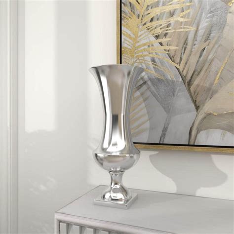 Litton Lane In Silver Aluminum Metal Decorative Vase The