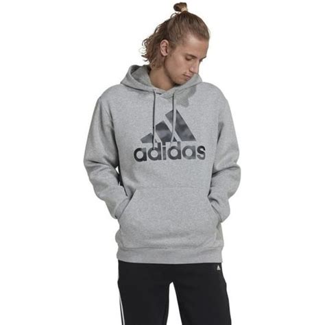 Sweat Adidas Essentials Gris Homme Manches Longues Col Capuche