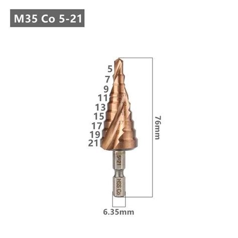 Foret étagé en Cobalt HSS M35 YWEI ENCLUME M35 Co 5 21mm pour acier