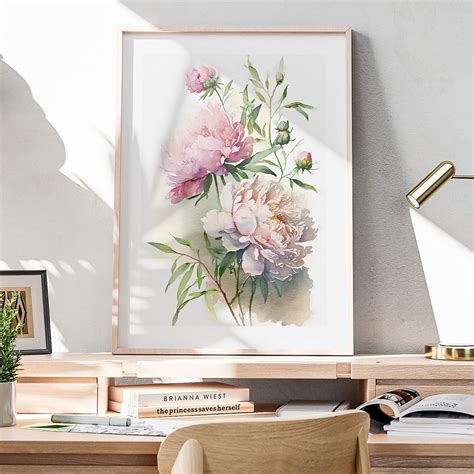 Peonies Printable Painting, Watercolor Peonies, Floral Home Decor, Flower Vintage Art, Instant ...