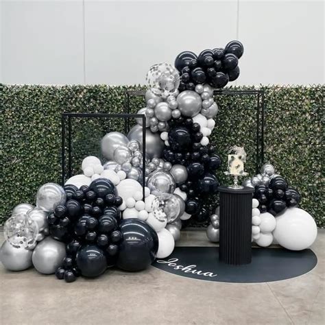 Kit D Arche Guirlande Ballons Noir Blanc Argent Pcs Kit D Arche