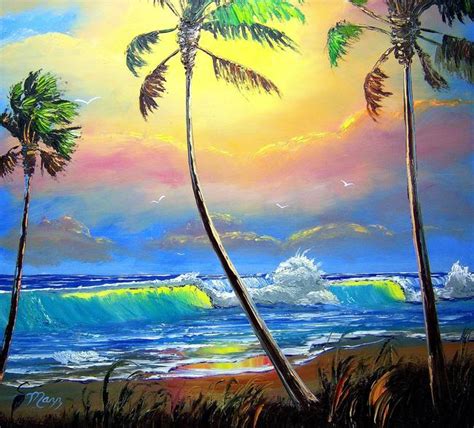 Tropical Beach Painting at PaintingValley.com | Explore collection of ...