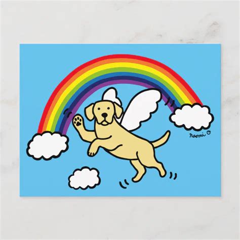 Yellow Labrador Guardian Angel Rainbow Bridge Postcard Zazzle