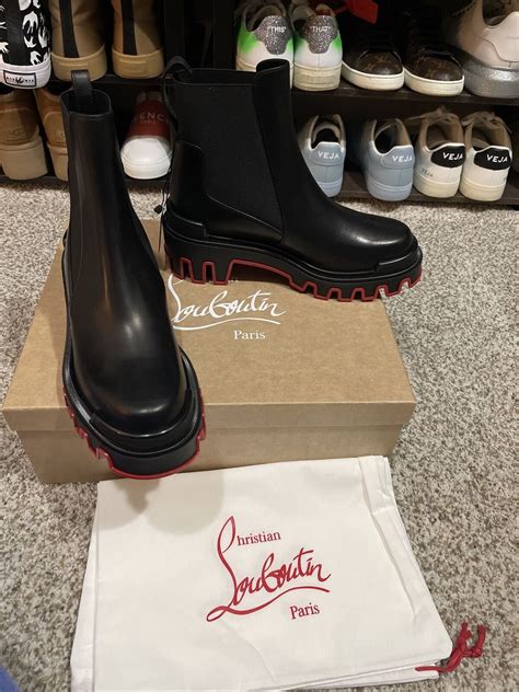 Christian Louboutin Marchacroche Dune Black Leather Chelsea Boots 39