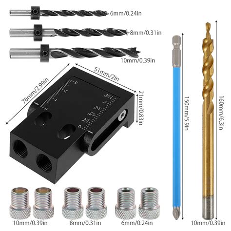 Pocket Hole Screw Jig Dowel Drill Joinery Kit Woodworking Angle Guide