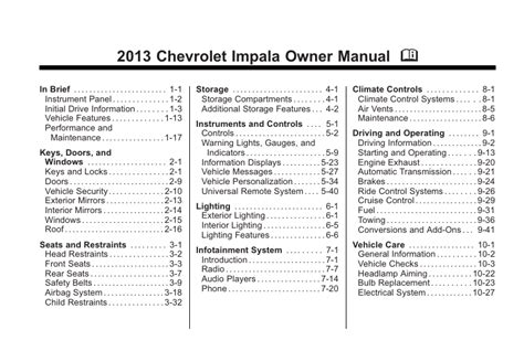 2013 Chevrolet Impala Owner S Manual PDF 358 Pages