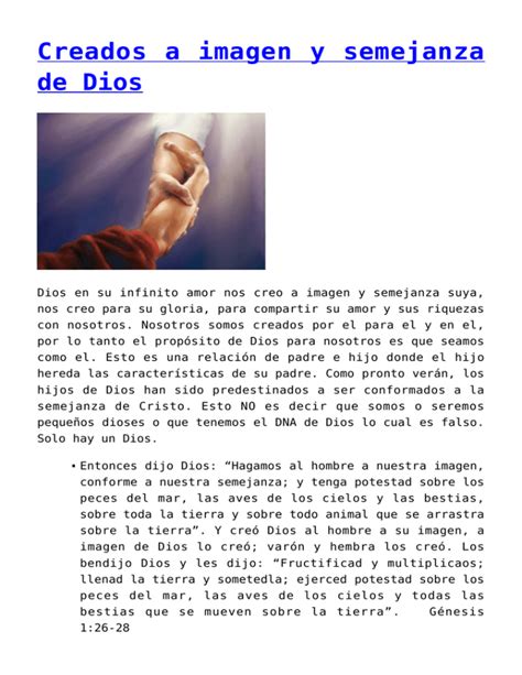 Creados A Imagen Y Semejanza De Dios