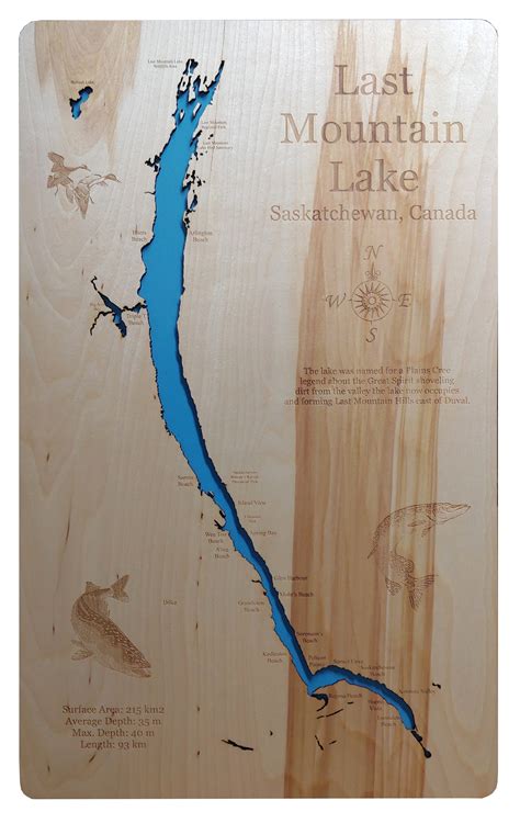 Last Mountain Lake Saskatchewan Canada Wood Laser Engraved Etsyde