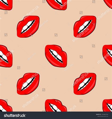 Sexy Vector Lip Backgrounds Cartoon Style เวกเตอร์สต็อก ปลอดค่า