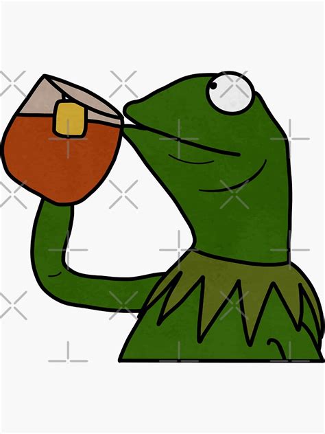 "Kermit sipping tea" Sticker for Sale by lovelyliaa | Redbubble