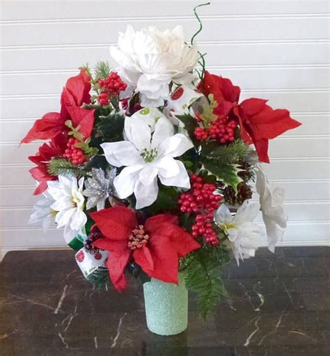 Christmas Cemetery Arrangement Christmas Cemetery Vase Flowers By Silk