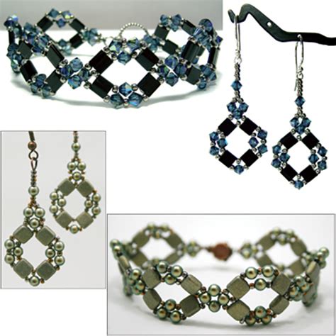 Diamond Tila Bracelet And Earrings Bead Patterns