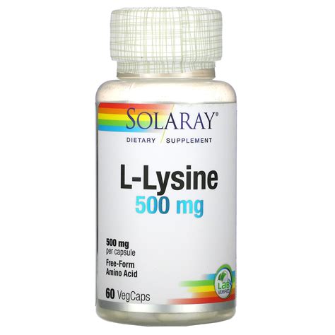 Solaray L Lysine 500 Mg 60 VegCaps