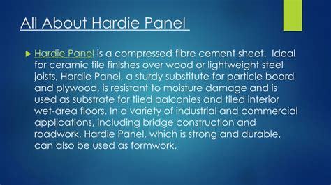 Ppt Hardie Panel A Floor Substrate Made Of Compressed Fibre Cement Powerpoint Presentation