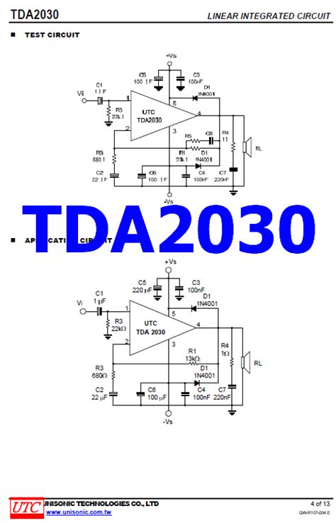TDA2030 PDF Datasheet - 14W HI-FI Audio Amplifier