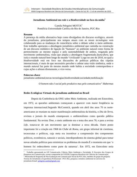 PDF Jornalismo Ambiental em intercom org br relatório Nosso