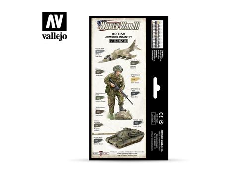 Vallejo Model Color Set 70222 WWIII British Armour And Infantry 8x17 Ml