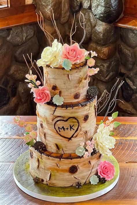 Woodsy Wedding Decorated Cake By Kates Crazy Cakes Cakesdecor