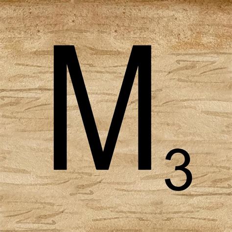 Watercolor Illustration Of Letter M In Scrabble Alphabet Wooden