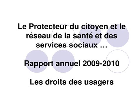 PPT Le Protecteur du citoyen et le réseau de la santé et des services