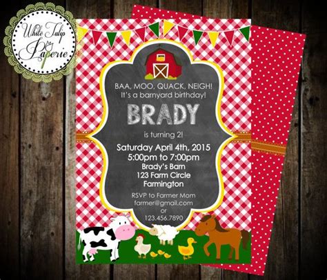 Farm Invitation Farm Birthday Invitation Farm By Whitetulippaperie