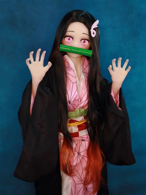 High Quality Cartoon Beautiful Demon Slayer Animation Nezuko Kamado Lifelike Cosplay Doll Anime