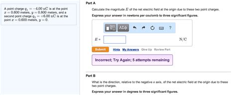 Solved A Point Charge Q1 400 Nc Is At The Point X