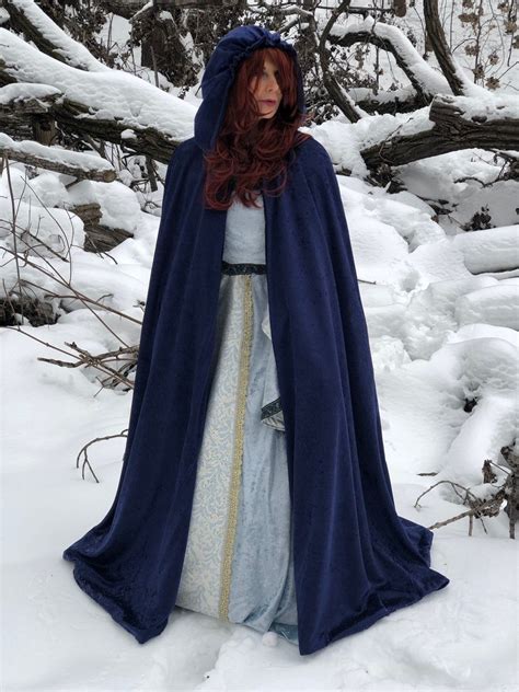 This Is A Beautiful Deep Midnight Blue Cloak With A Full Hood Which Is